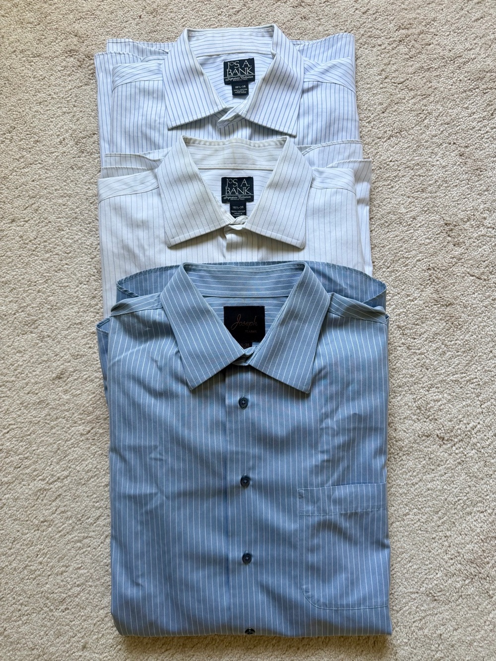 LOT Jos. A. Bank & Joseph Men’s Striped Dress Shirts - Blue, white, grey striped